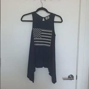 Heather Navy Blue American Flag Tank